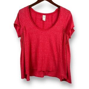 We‎ The Free Red Raw Edges Cropped Drape Tee Size S